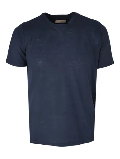 120% Lino Short-sleeve T-shirt In Blue