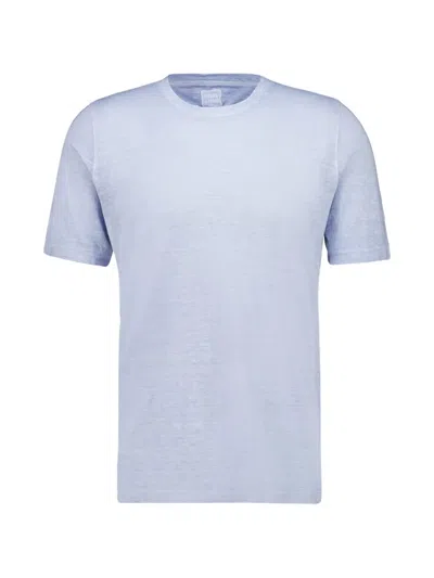 120% Lino Short-sleeve T-shirt In Blue