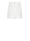 120% Lino Elasticated-waist Linen Shorts In White