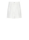 120% Lino Elasticated-waist Linen Shorts In White