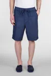 120% Lino Shorts In Blue Linen In Blue