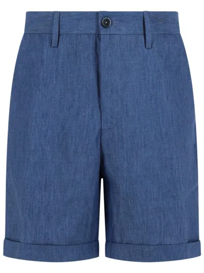 120% Lino Shorts In Lino In Blue