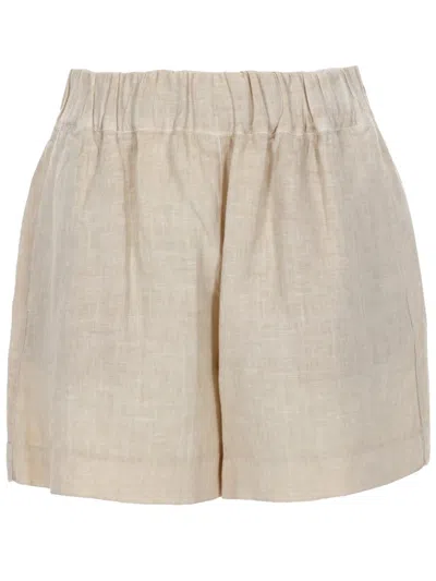 120% Lino Shorts In Lino In Brown