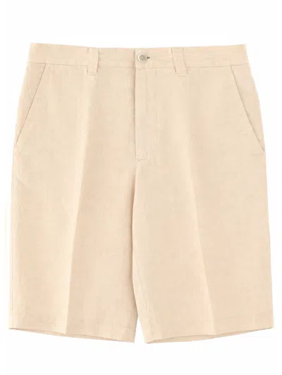 120% Lino Light Beige Tailored Linen Shorts In Neutral