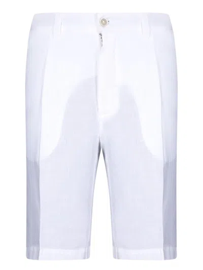 120% Lino White Linen Bermuda Shorts