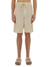 120% Lino Shorts With Drawstring In Grey
