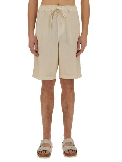 120% Lino Shorts With Drawstring In Grey