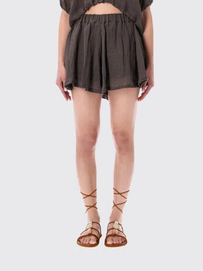 120% Lino Shorts Woman In Brown