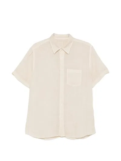 120% Lino Short-sleeve Chest-pocket Shirt In Neutral