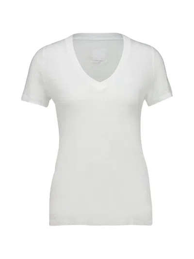 120% Lino Short-sleeve V-neck T-shirt In White