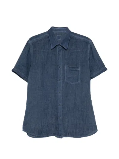 120% Lino Short-sleeved Chest-pocket Shirt In White