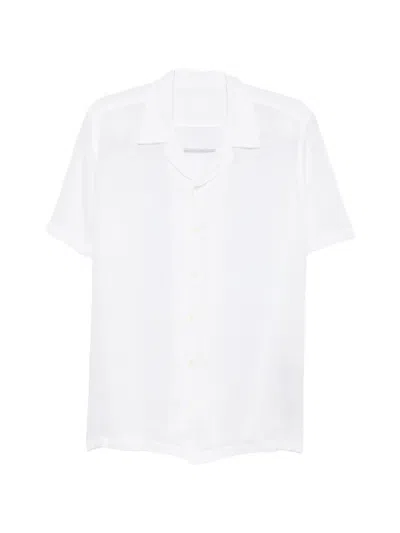 120% Lino Mens White Short-sleeve Relaxed-fit Linen Shirt Xxl