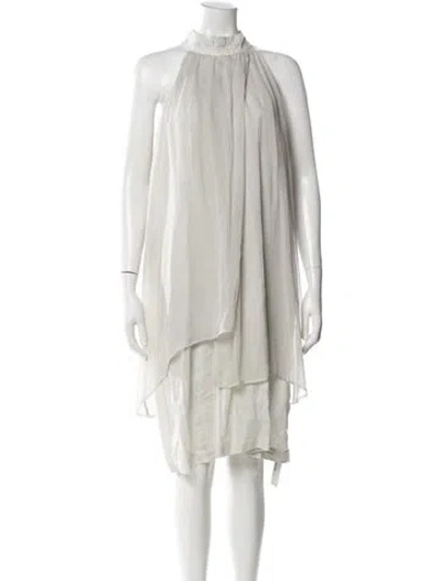 Pre-owned 120% Lino Silk Knee-length Dress In Gray