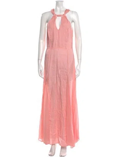 Pre-owned 120% Lino Silk Long Dress In Pink