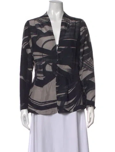Pre-owned 120% Lino Silk Printed Blouse In Black