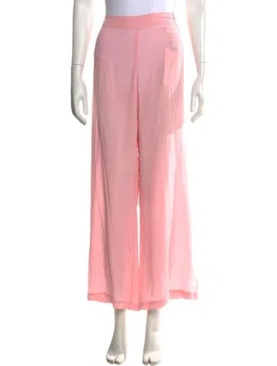 Pre-owned 120% Lino Silk Wide Leg Pants In Pink