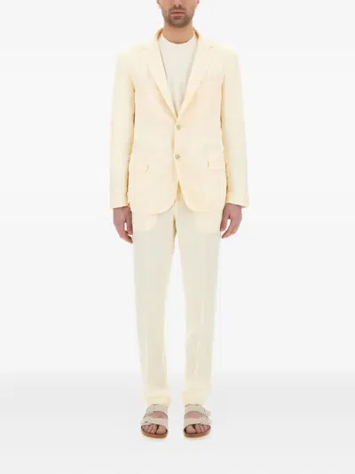 120% Lino Single-breasted Suit In Yellow