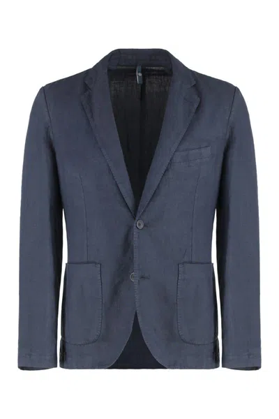 120% Lino Single-breasted Two-button Jacket In Blue