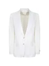 120% Lino Single-breasted Blazer In White