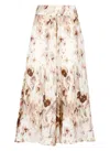 120% Lino White Cotton Skirt In Multi