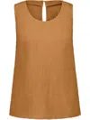 120% Lino Sleeveless Linen Top In Brown