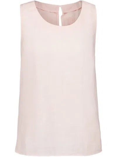 120% Lino Sleeveless Linen Top In Pink