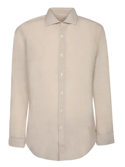 120% Lino Slim Fit Sand Linen Shirt