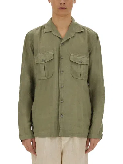 120% Lino Slim Fit Shirt In Green