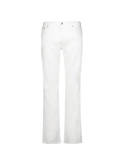 120% Lino Slim-fit Trousers In White