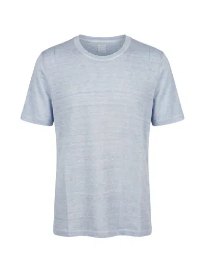 120% Lino Slub-texture Linen T-shirt In Blue