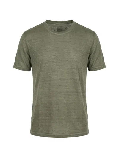 120% Lino Slub-texture Linen T-shirt In Green