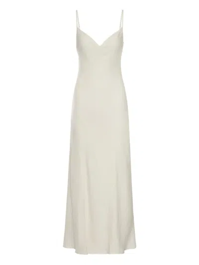 120% Lino Lingerie Linen Long Dress In White