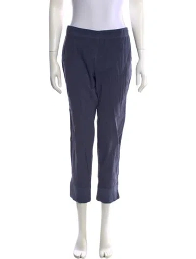 Pre-owned 120% Lino Straight Leg Pants In Blue