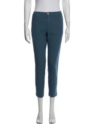 Pre-owned 120% Lino Straight Leg Pants In Blue