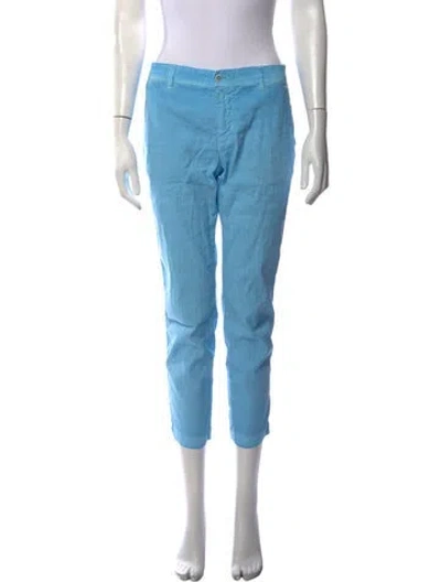 Pre-owned 120% Lino Straight Leg Pants In Blue