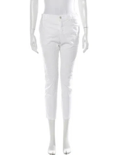 Pre-owned 120% Lino Straight Leg Pants In White