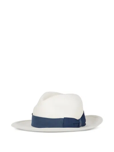 120% Lino Straw Ribbon-trim Hat In White