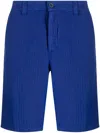 120% Lino Striped Linen Bermuda Shorts In Blue