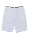 120% Lino Striped Linen Shorts In Blue