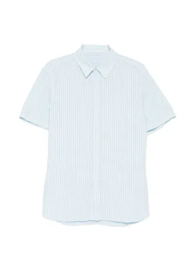 120% Lino Striped Shirt In Blue