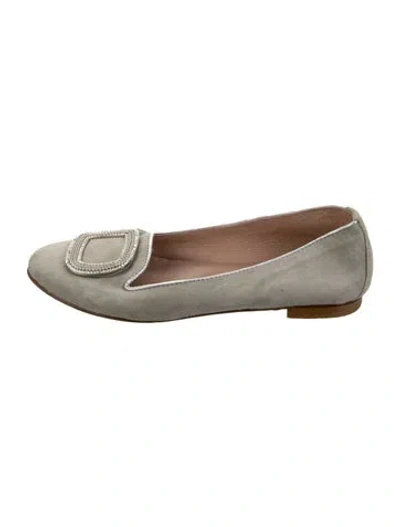 Pre-owned 120% Lino Suede Ballet Flats In Grey