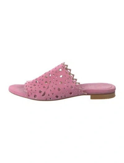 Pre-owned 120% Lino Suede Lace Pattern Sandals In Pink