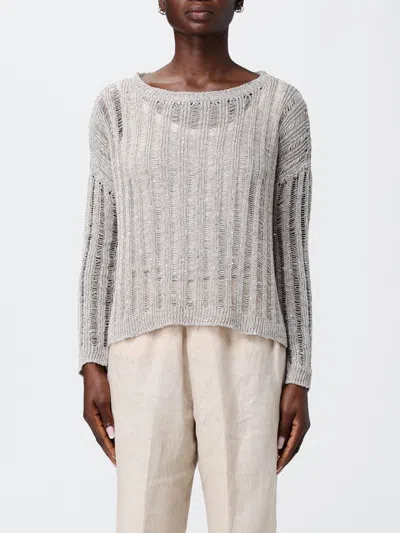 120% Lino Sweater Woman  In Gray