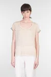 120% Lino Relaxed White Linen T-shirt With Scoop Neckline