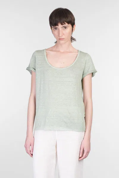 120% Lino T-shirt In Green Linen