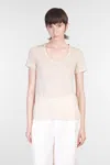 120% Lino Relaxed White Linen T-shirt With Scoop Neckline