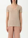 120% Lino T-shirt  Woman Color Beige In Brown