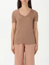120% Lino T-shirt  Woman Color Tobacco In Brown