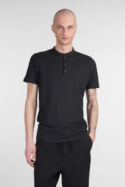 120% Lino T-shirt In Black Linen