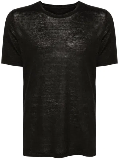 120% Lino T-shirt In Lino In Black